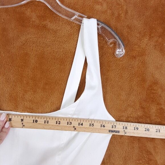 WEWOREWHAT Womens Dress Medium White Midi Charmeuse Corset Empire Minimalist - Picture 8 of 12